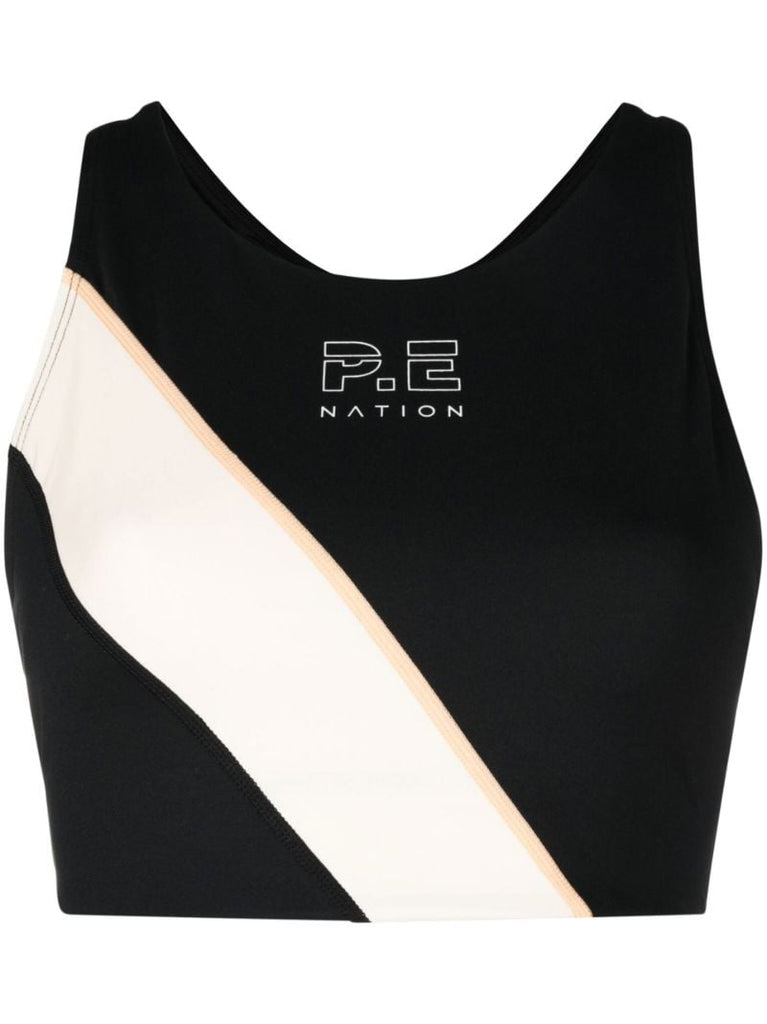 Black Logo-print Panelled Sports Bra