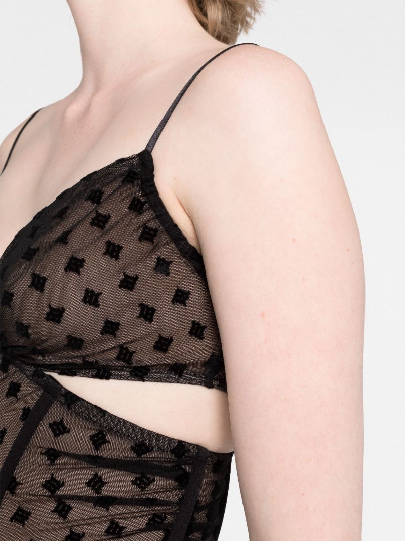 Black Monogram Mesh Corset Top