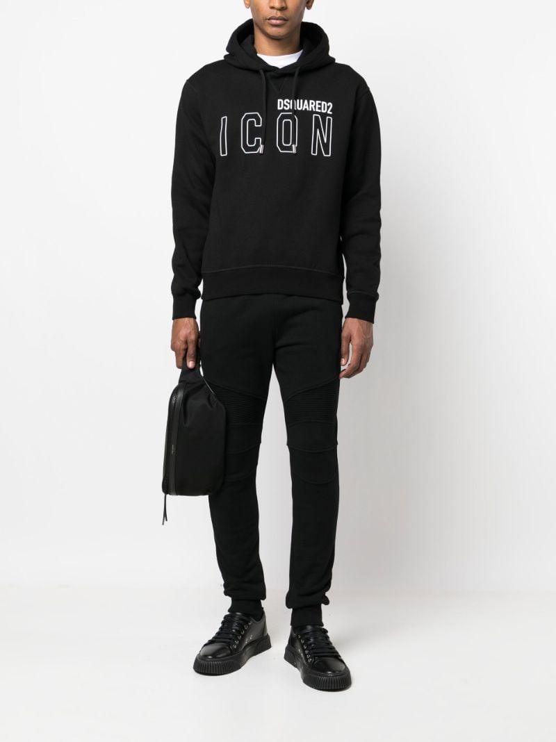 Black Logo Print Cotton Hoodie