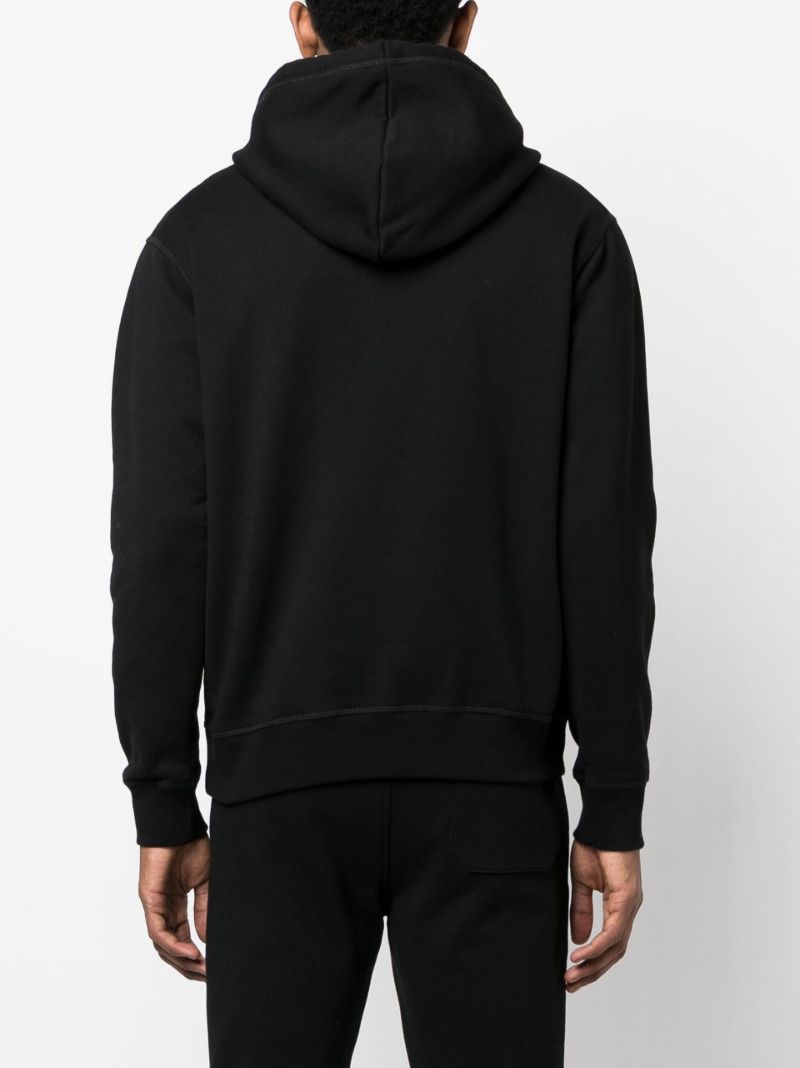 Black Logo Print Cotton Hoodie