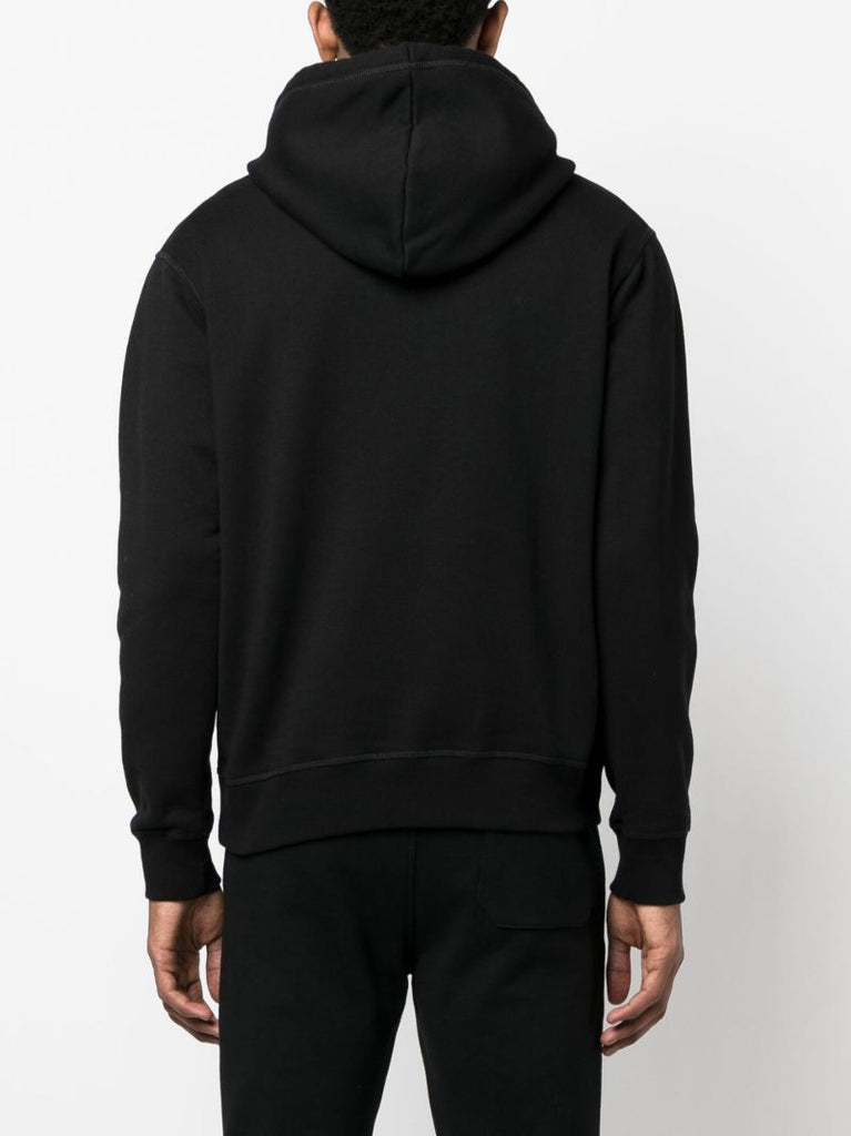 Black Logo Print Cotton Hoodie