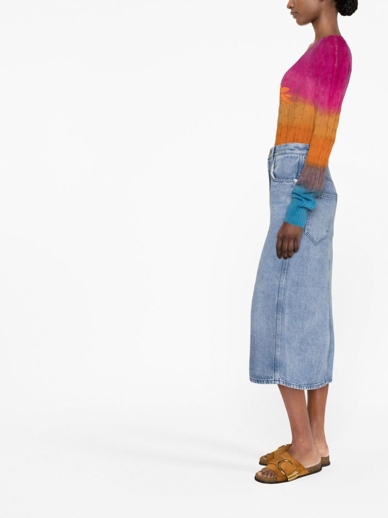 Blue Tilauria Denim Midi Skirt