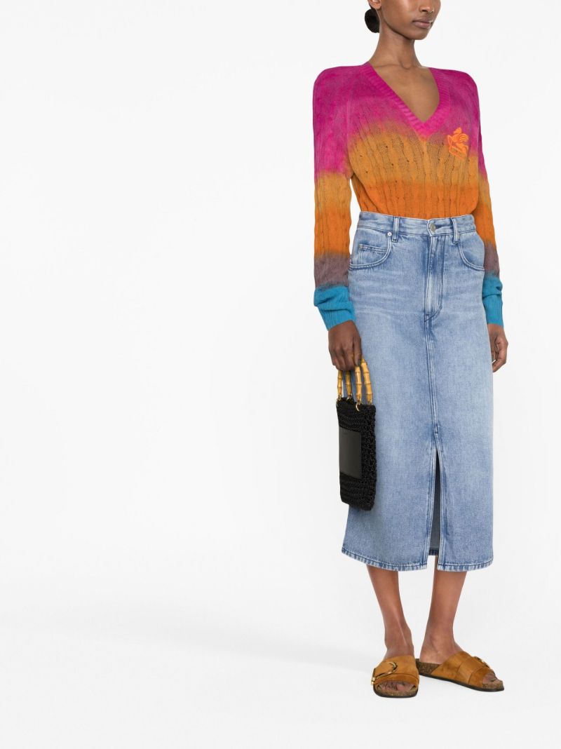 Blue Tilauria Denim Midi Skirt