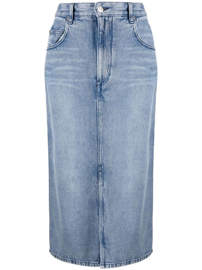Blue Tilauria Denim Midi Skirt