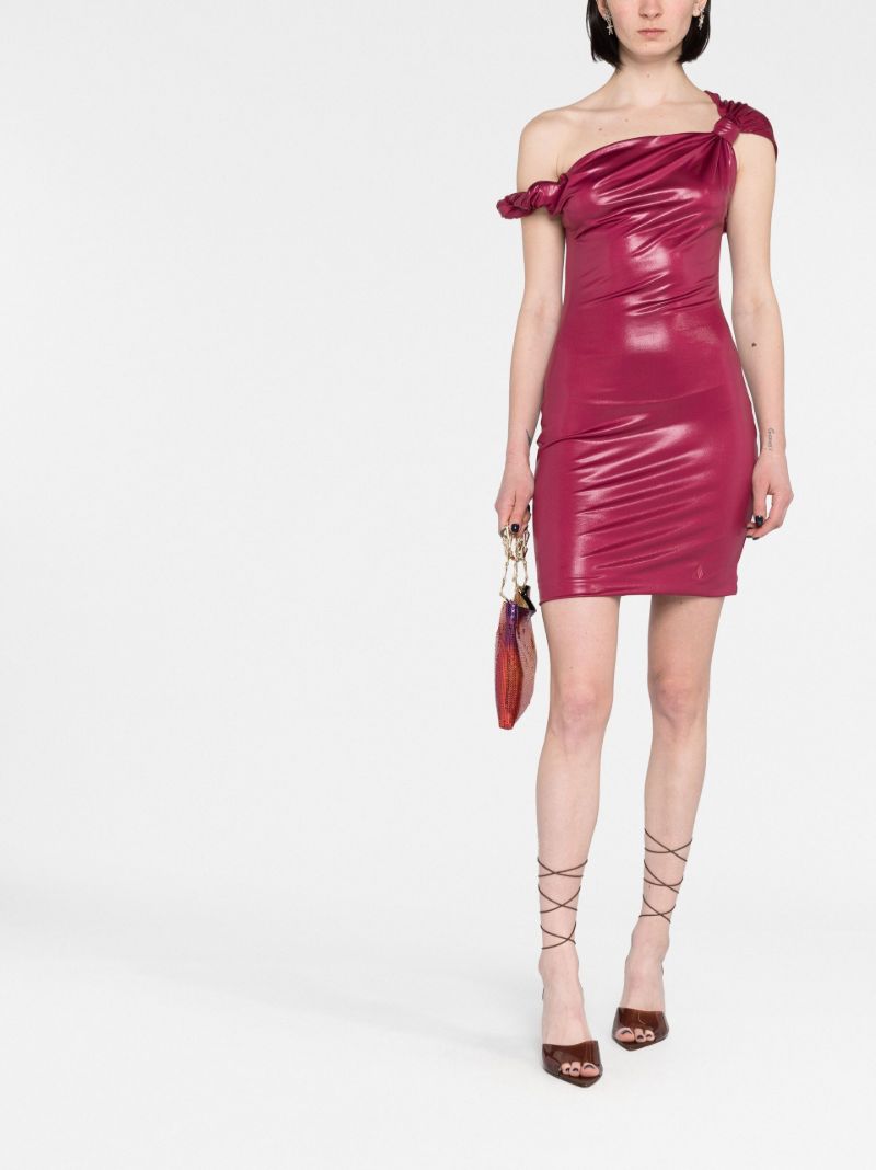 Red Cassie Off-the-shoulder Knotted Mini Dress