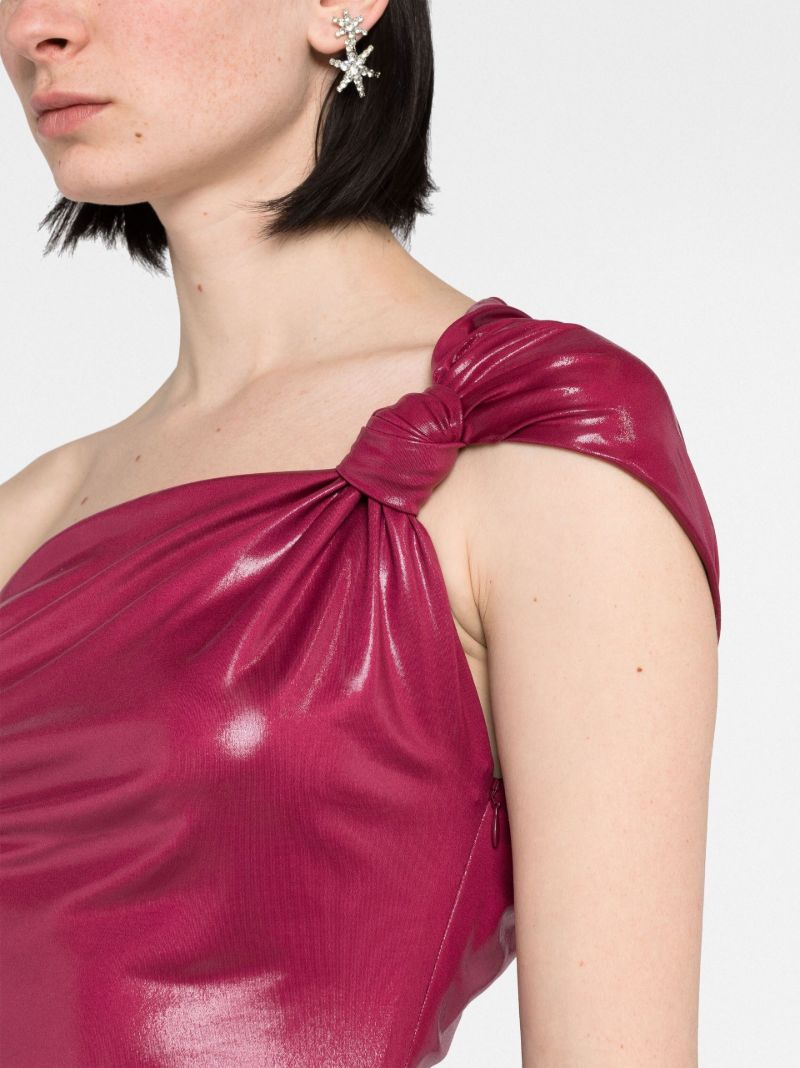 Red Cassie Off-the-shoulder Knotted Mini Dress