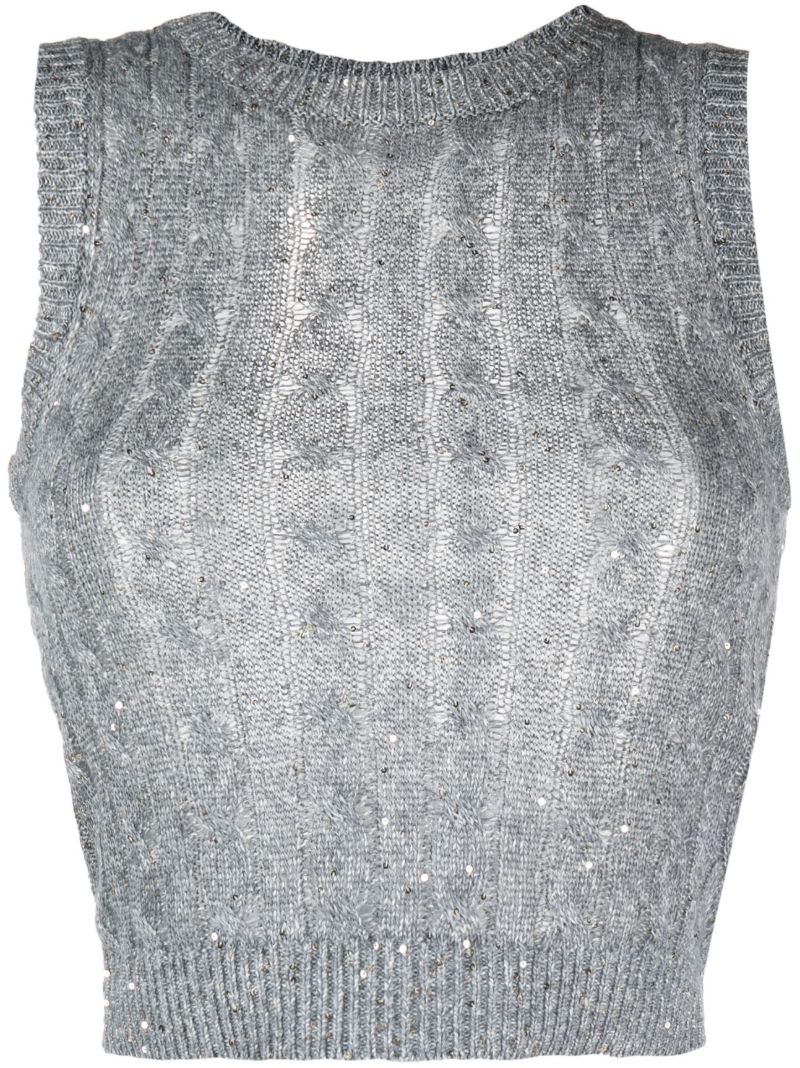 Grey Sequin-embellished Sweater Vest
