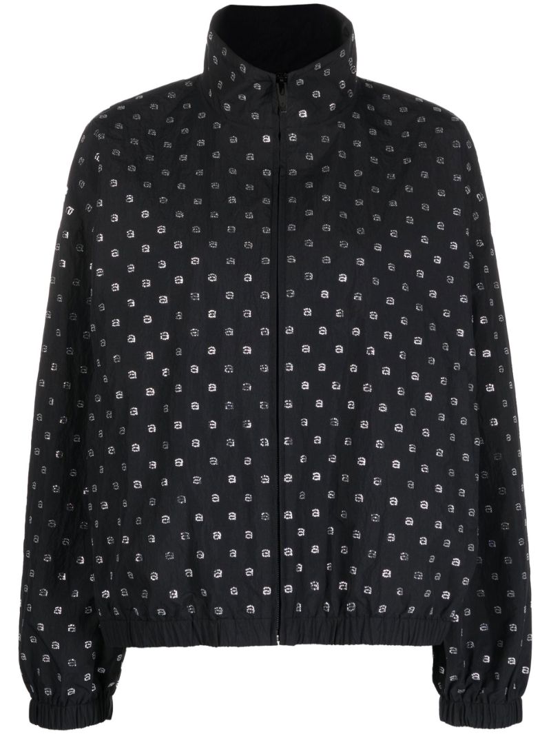 Black All-over Logo Print Bomber Jacket