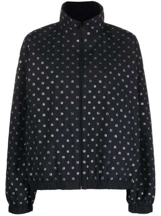 Black All-over Logo Print Bomber Jacket