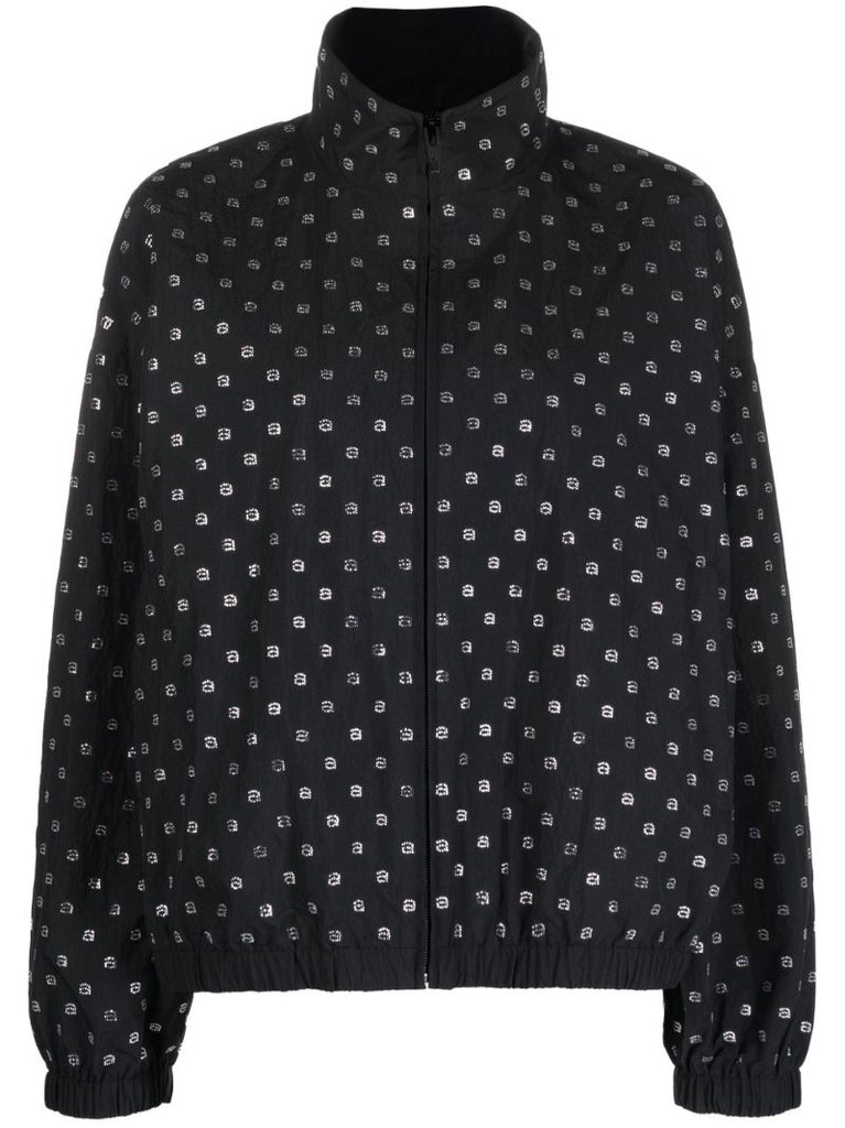 Black All-over Logo Print Bomber Jacket
