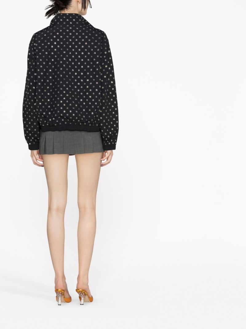 Black All-over Logo Print Bomber Jacket
