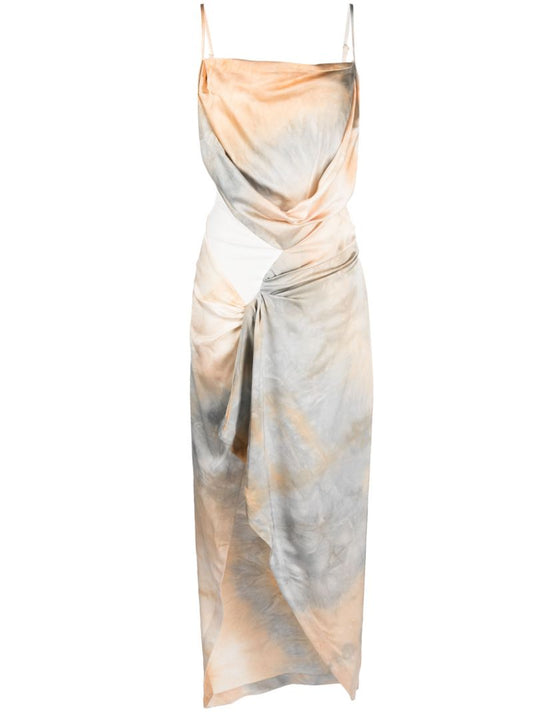 Orange Tie-dye Midi Dress