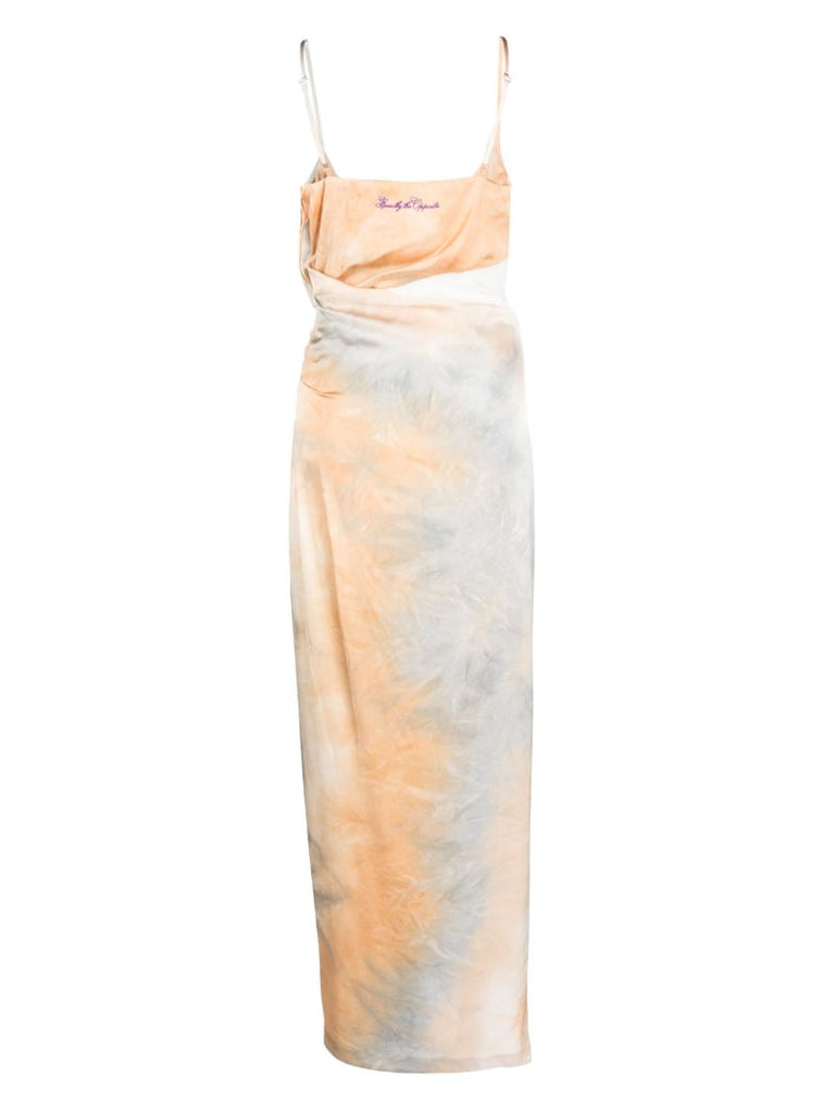 Orange Tie-dye Midi Dress