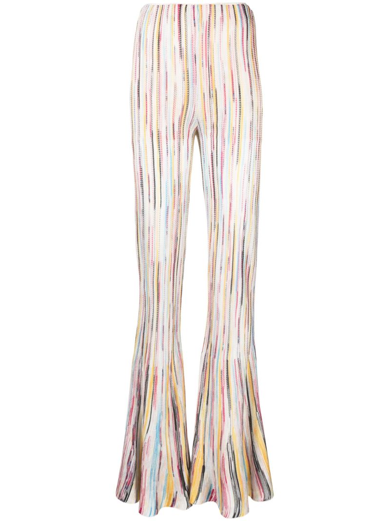 Multicolour Striped Knitted Flared Trousers