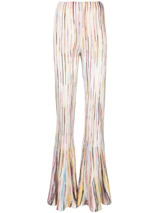 Multicolour Striped Knitted Flared Trousers