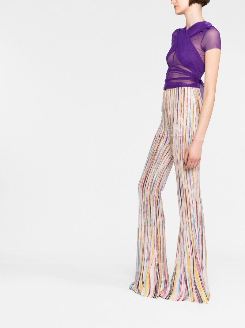 Multicolour Striped Knitted Flared Trousers
