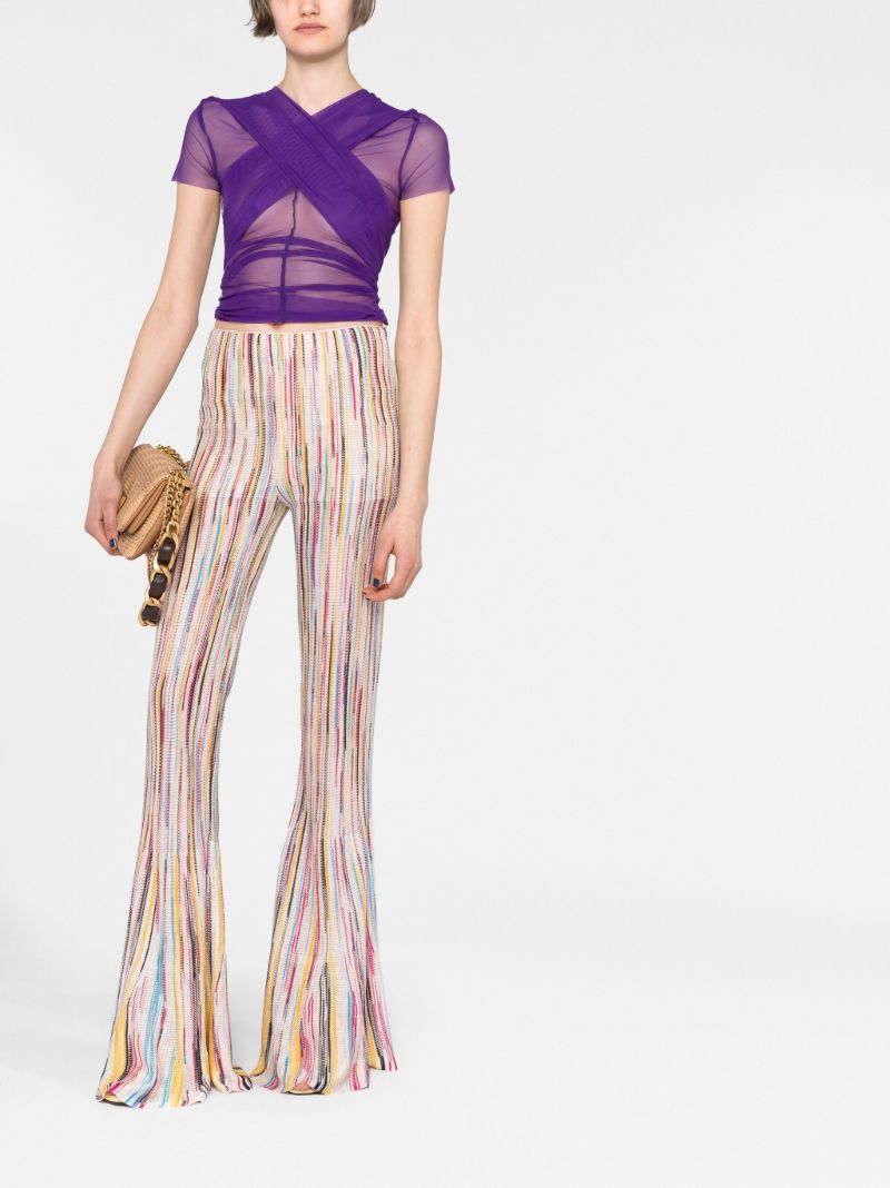 Multicolour Striped Knitted Flared Trousers