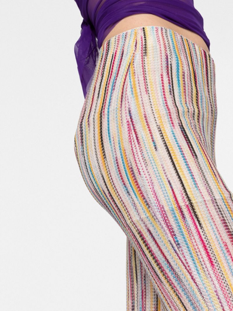 Multicolour Striped Knitted Flared Trousers