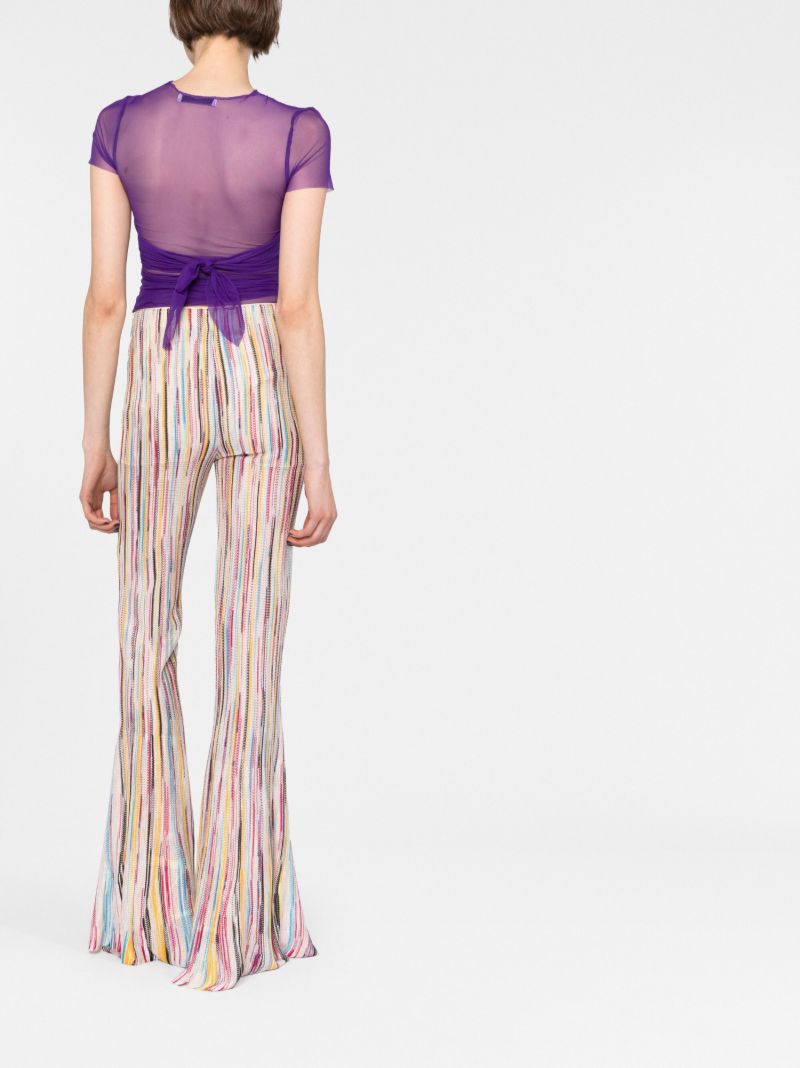 Multicolour Striped Knitted Flared Trousers