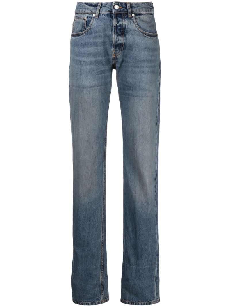Blue Zigzag Detail Straight-leg Jeans