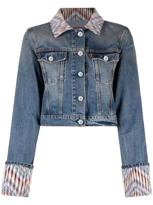Blue Cropped Denim Jacket
