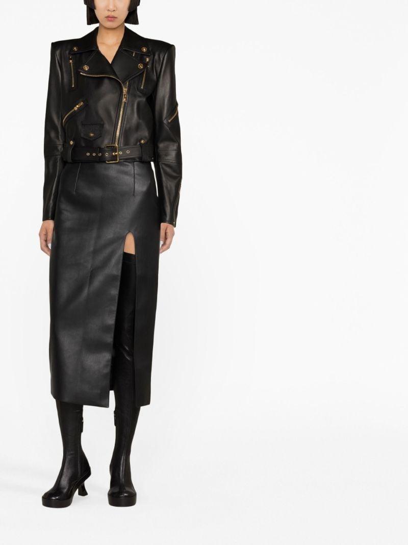 Black Zip-up Leather Biker Jacket