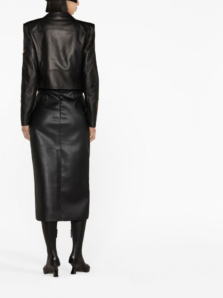 Black Zip-up Leather Biker Jacket