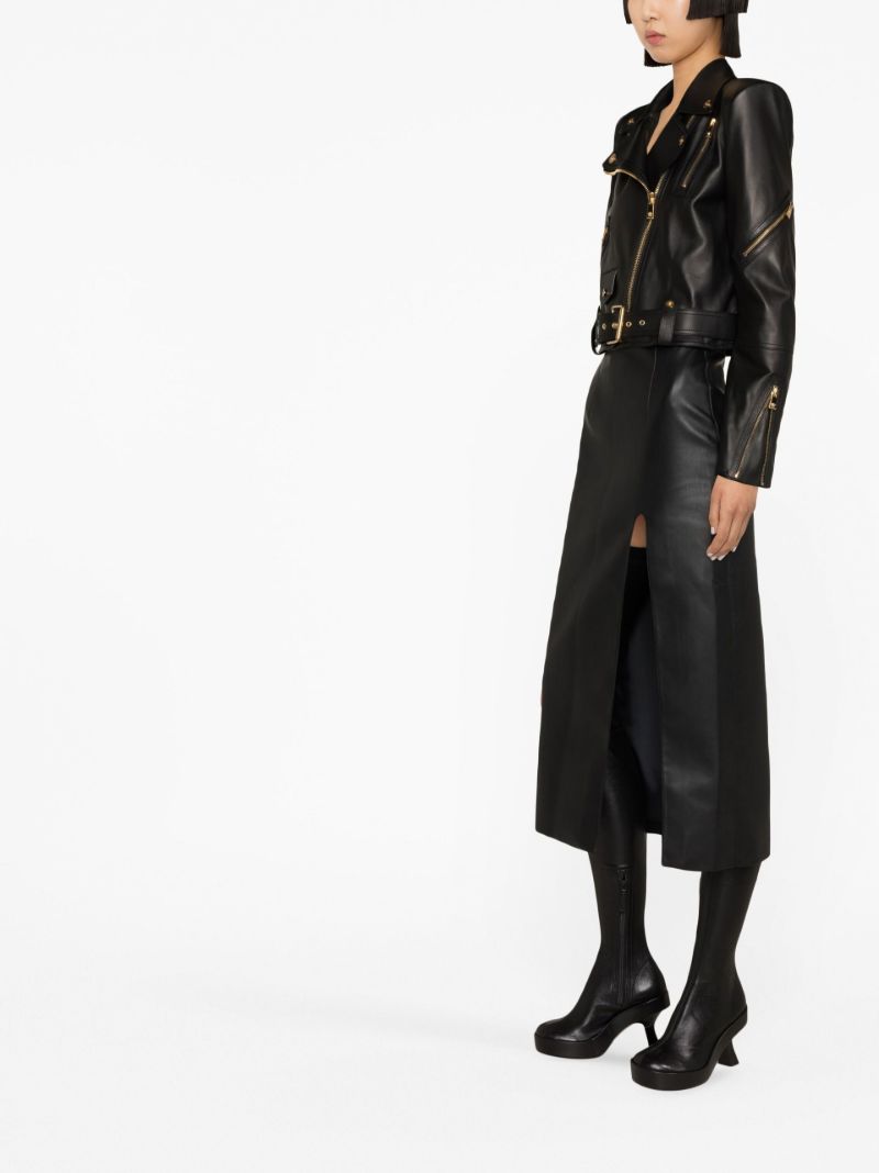 Black Zip-up Leather Biker Jacket