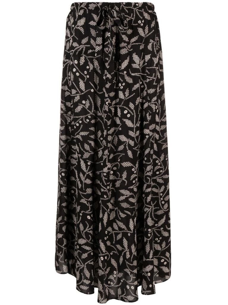 Black Elonae Floral Print Skirt