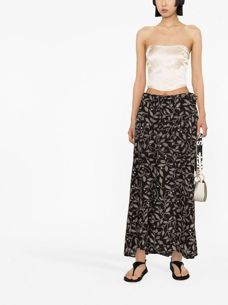 Black Elonae Floral Print Skirt