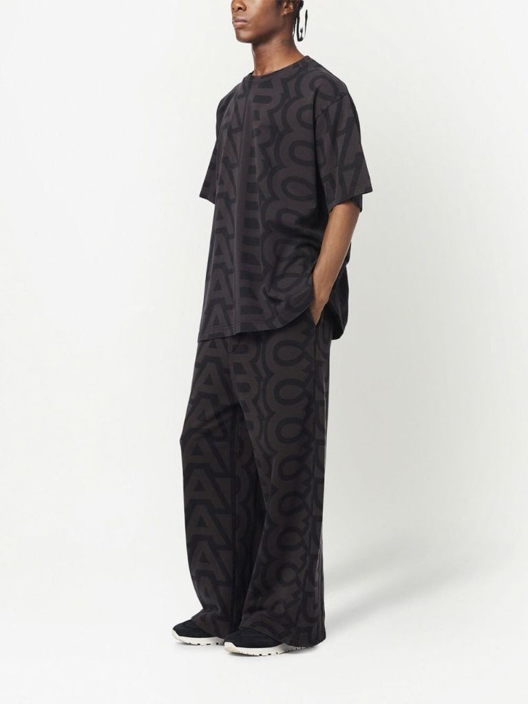 Brown and Black Monogram Print Oversized Track Pants