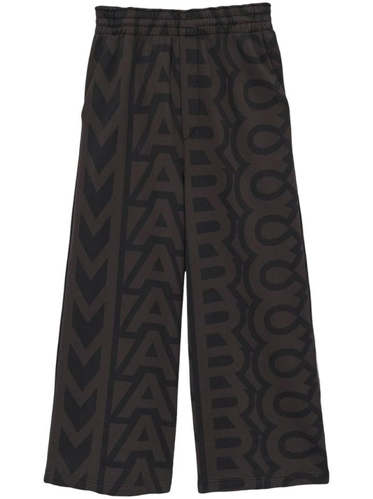 Brown and Black Monogram Print Oversized Track Pants