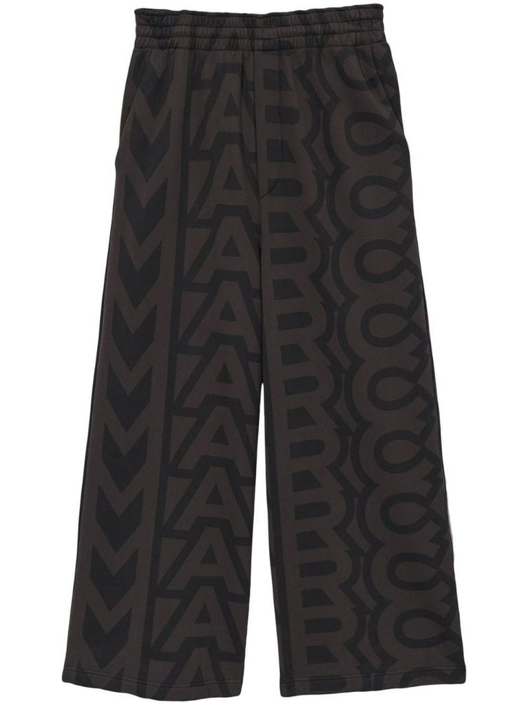 Brown and Black Monogram Print Oversized Track Pants