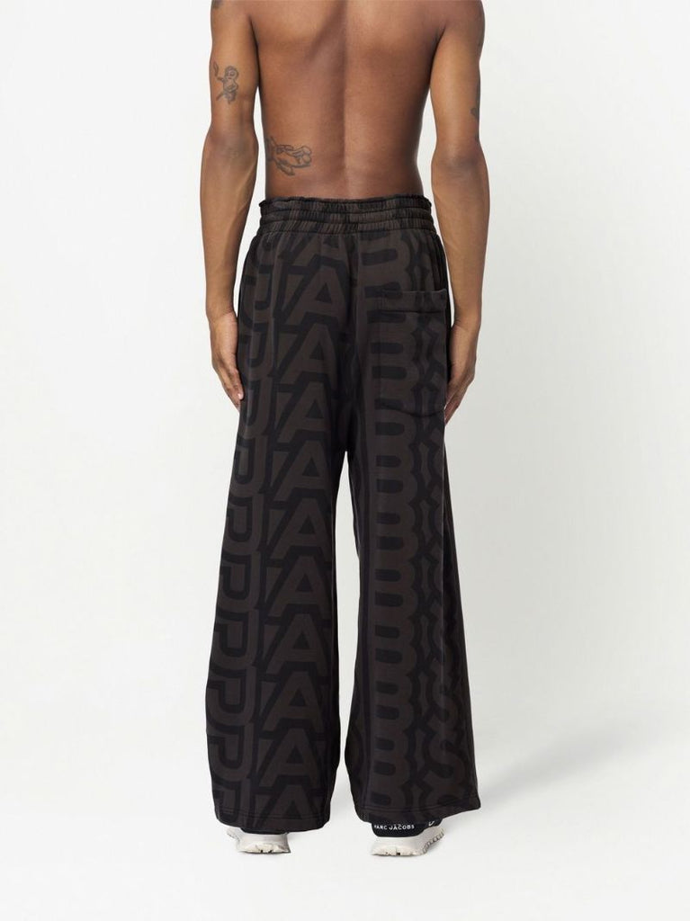 Brown and Black Monogram Print Oversized Track Pants