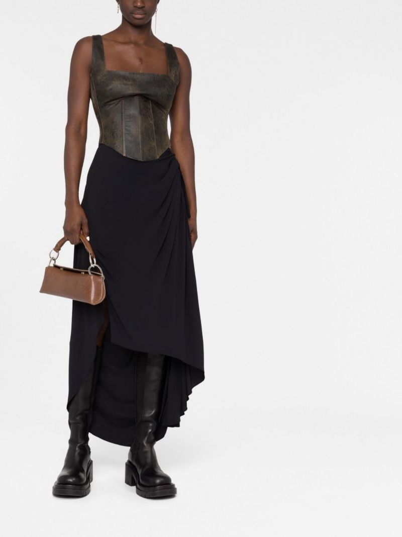 Brown Cracked Faux Leather Corset