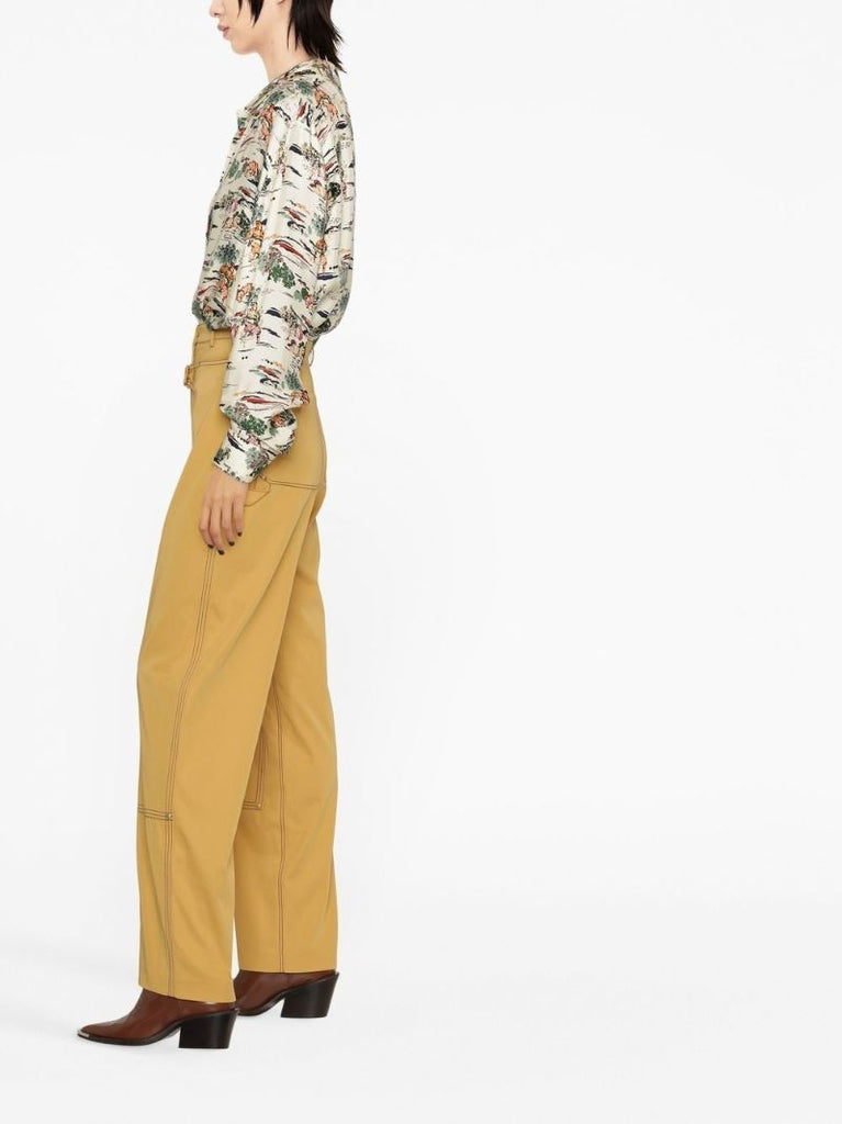 Yellow Straight-leg Cotton Trousers