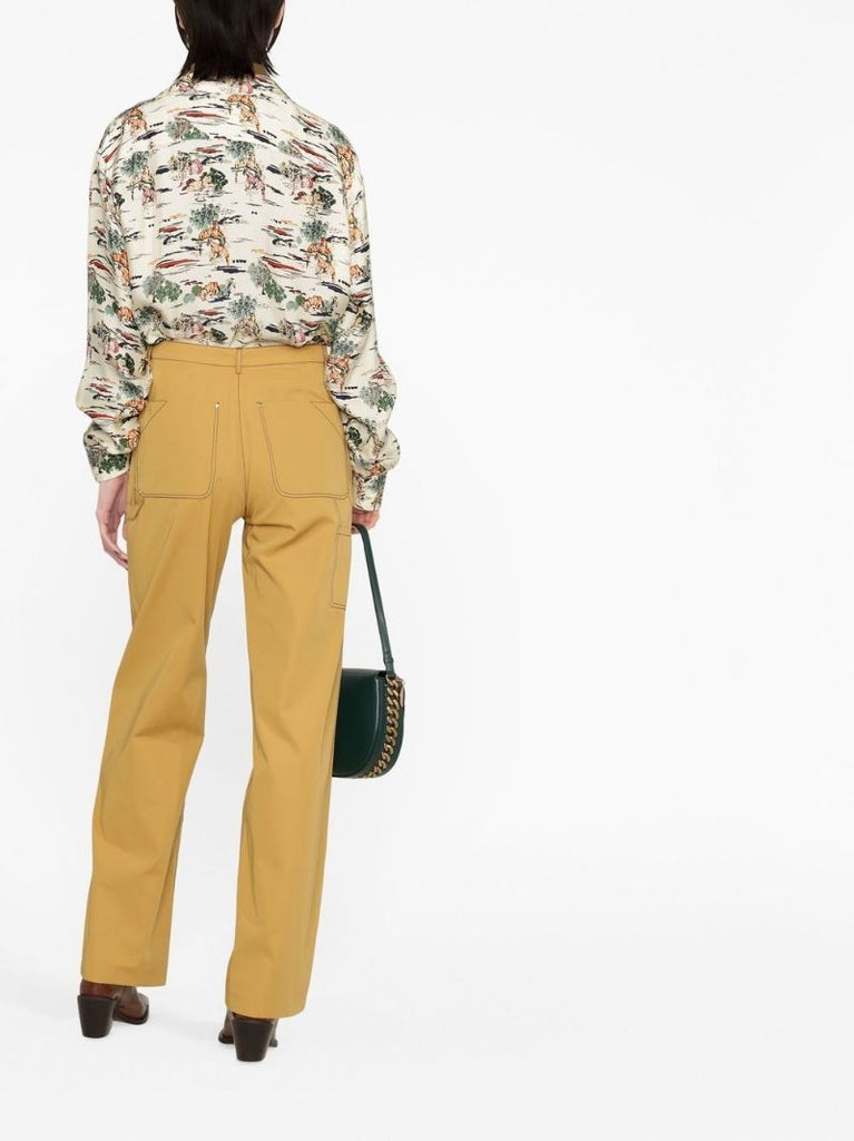 Yellow Straight-leg Cotton Trousers