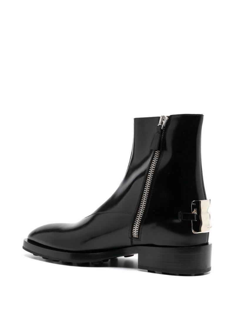 Black Logo Plaque Leather Chelsea Boots