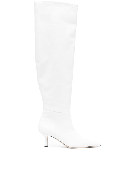 White Meghan 55 Knee-high Leather