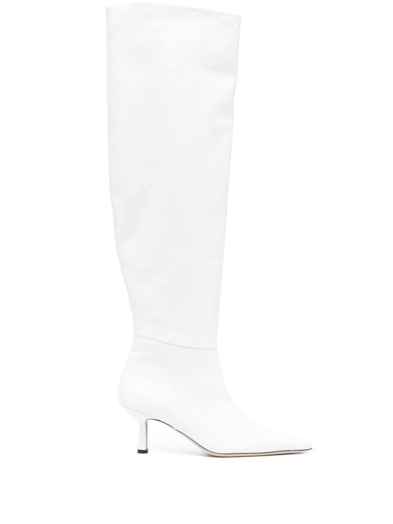 White Meghan 55 Knee-high Leather