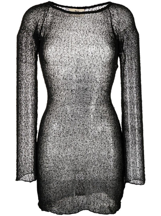 Black Sheer Knitted Dress