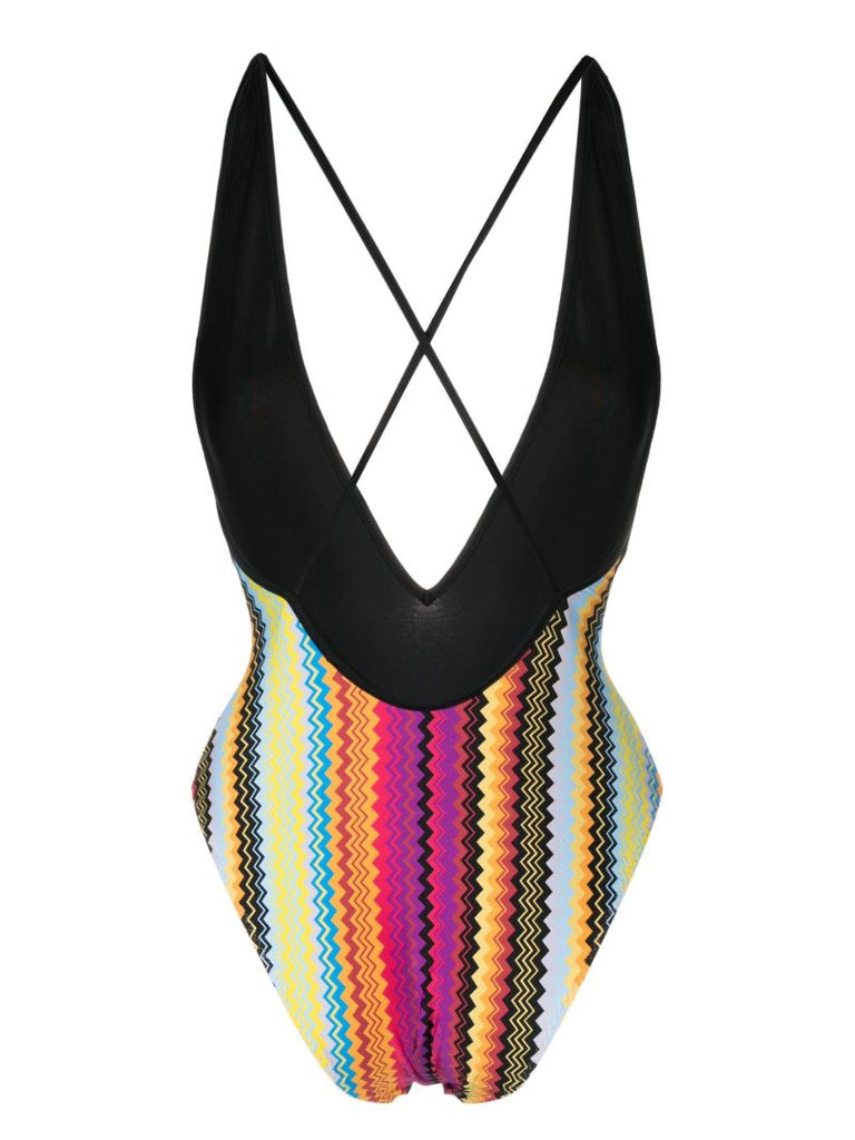 Pink Zigzag Crossover Swimsuit