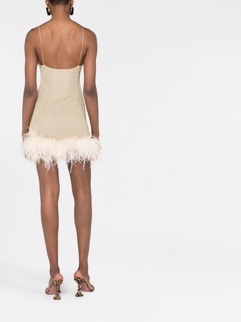 Gold LumiÃ_x0083_Â¨re Feather-trim Mini Dress