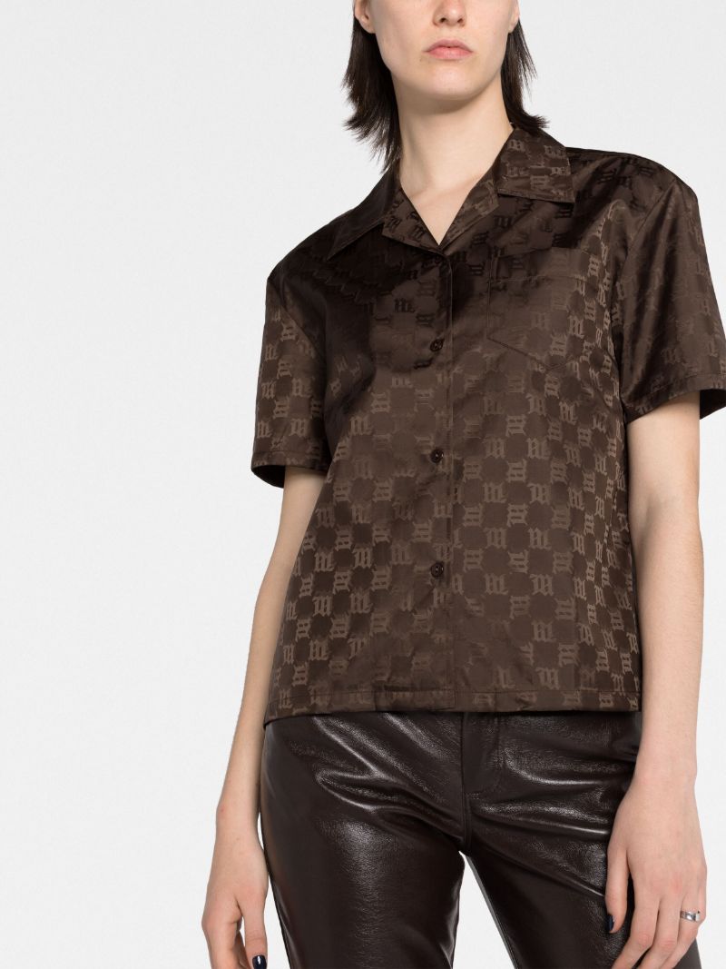 Brown Monogram Jacquardcropped Shirt
