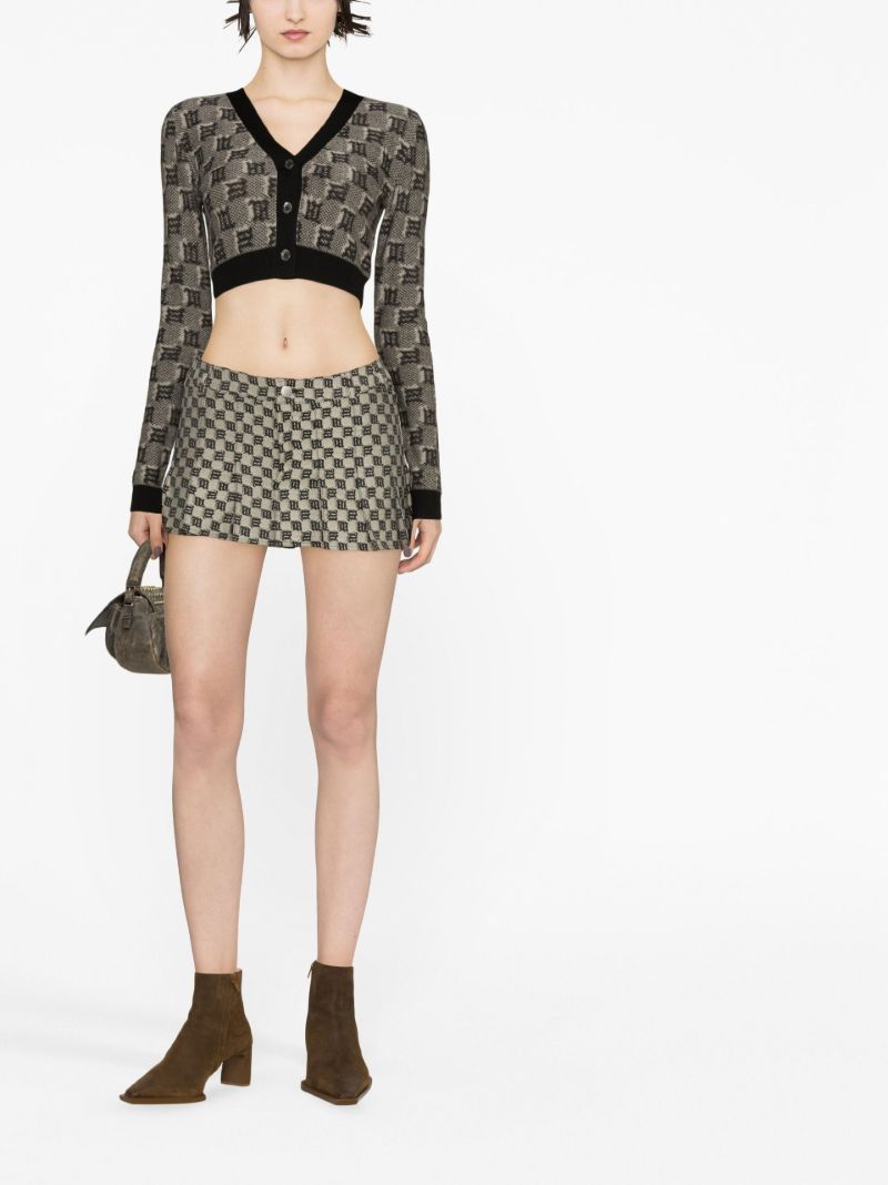Grey Monogram Cropped Cardigan