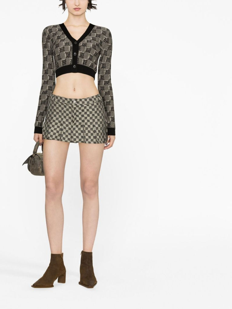 Grey Monogram Cropped Cardigan