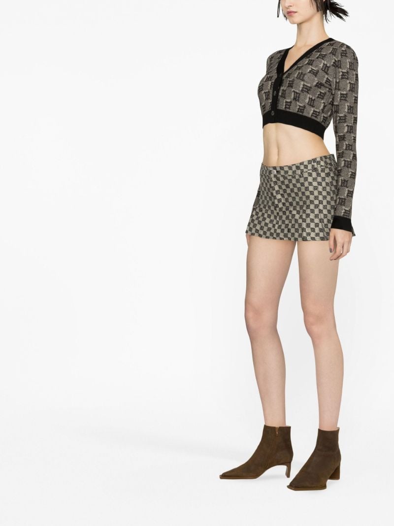 Grey Monogram Cropped Cardigan