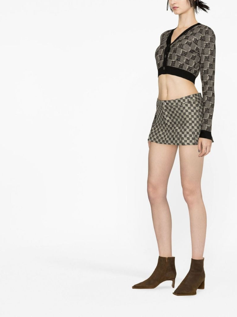 Grey Monogram Cropped Cardigan