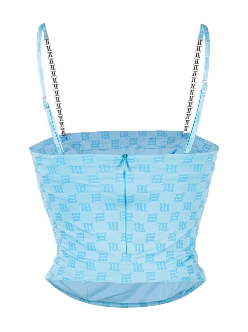 Blue Monogram Print Tank Top