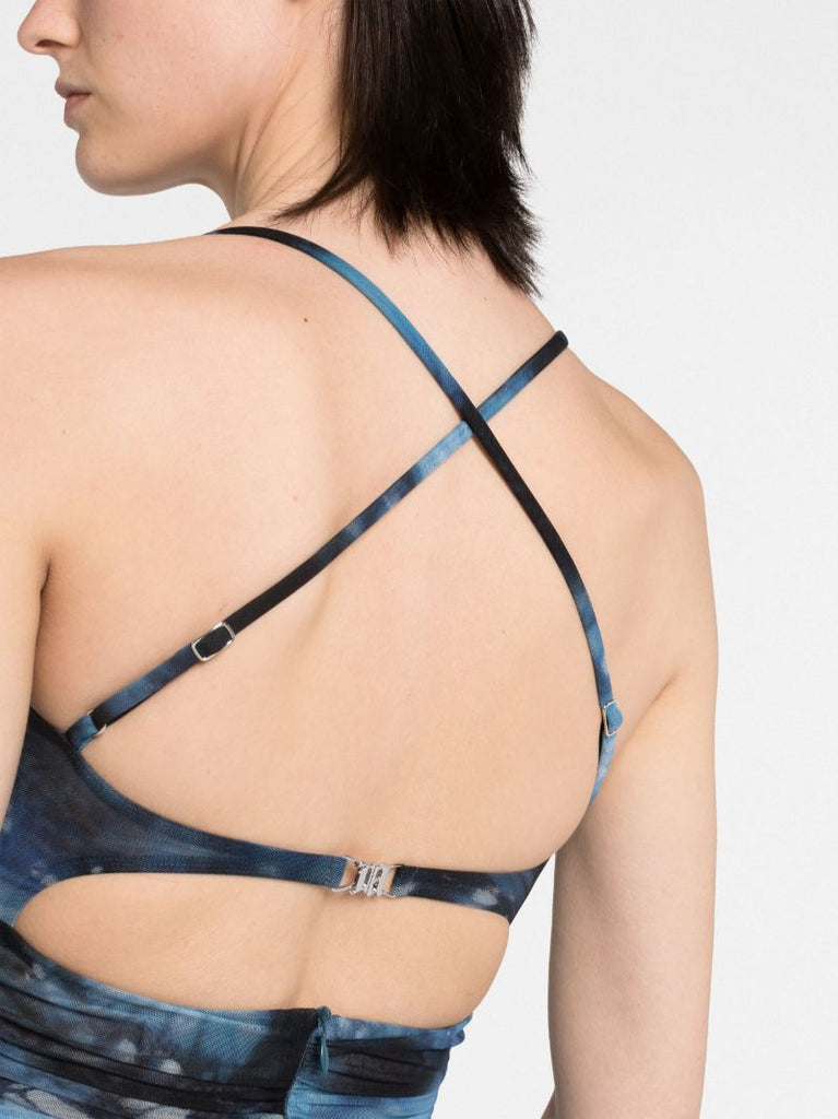 Blue Butterfly Mesh Mini Dress